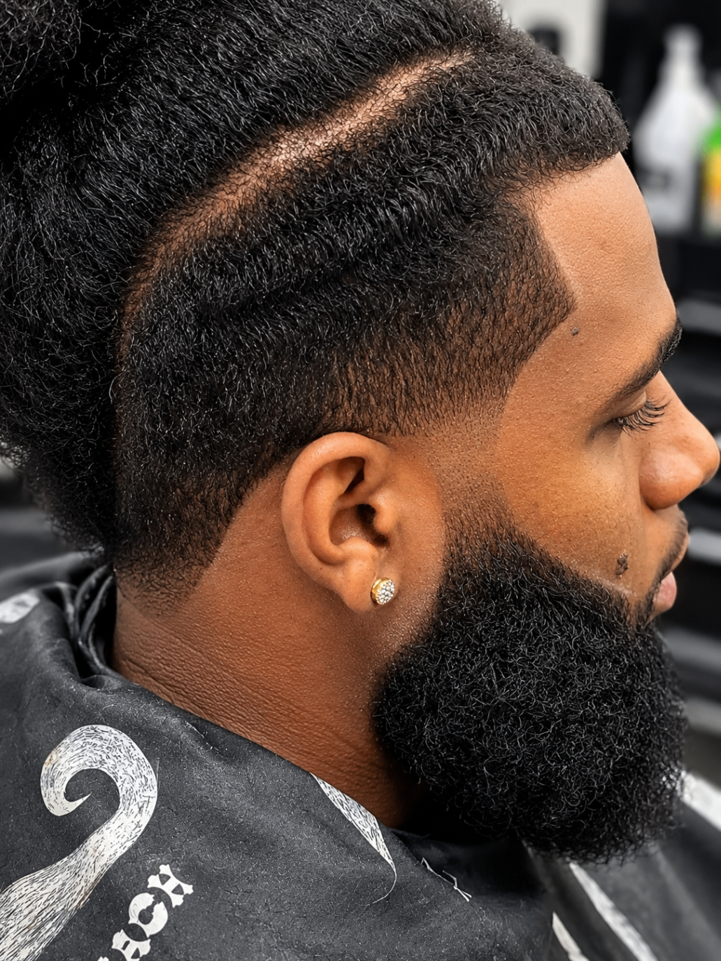 Close-up of a clean nape and temple fade